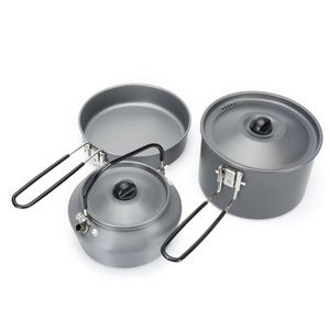 Juego de Utensilios de Cocina Ligeros para Acampar con Asa de Aluminio, Cafetera, Sartenes para Cocinar al Aire Libre para Viajes, Incluye Sartenes para Freír y Saltear - Product Image 1