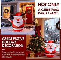 Jeu de lancer d'anneaux gonflable en PVC Père Noël, jouet éducatif pour enfants, décoration de fête de Noël en extérieur avec option lumière LED