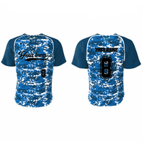 Camiseta de Béisbol Sublimada al por Mayor con Diseño de Camuflaje, Transpirable, Talla Grande, Totalmente Personalizada, Elegante, de Manga Corta