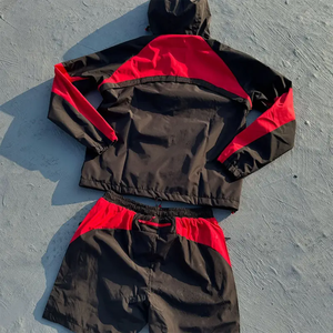 <strong>Custom</strong> Nylon Windbreaker Short Set Plaid Pleated Fabric Breathable Printed Jacket Shorts <strong>Suit</strong> Winter Zip up 2 Piece Track <strong>Suits</strong> - Product Image 2