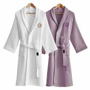 Lounge Bath Robe Floral Comfy Lightweight Bathrobes For Men And Women Of Waffle Fabric