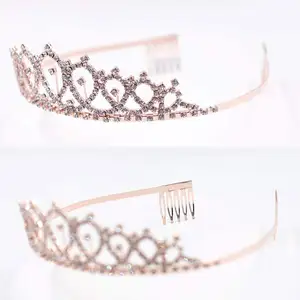 Nữ Hoàng Thắt Lưng Và Rhinestone Tiara-Quà Tặng Vàng Hồng Long Lanh Sinh Nhật Vành Đai Sinh Nhật Ủng Hộ