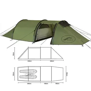 عالية الجودة مخصصة المطبوعة خيمة الأنفاق ، التخييم ذات الطابقين للماء مقاومة للحريق 2 رجل السياحية خيمة أنبوب إكسبيديشن