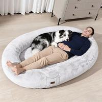 Cama para Perros y Gatos Grandes, Plegable, de Felpa, Ecológica, de Espuma, Sofá para Mascotas, Interior, Acogedor, con Funda Extraíble y Lavable