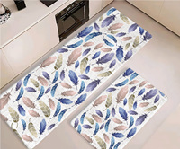 Ensemble de tapis de cuisine géométriques modernes à motifs floraux, hexagones, triangles, parallélogrammes abstraits, en mousse PVC, anti-fatigue, antidérapant