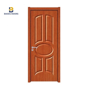 Porte en PVC imitation bois pour intérieur de maison, chambre à coucher, porte en PVC bon marché, porte en PVC à panneau plat - Product Image 6