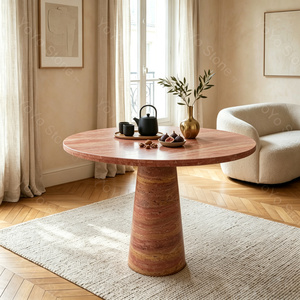 <span class=keywords><strong>Table</strong></span> de salle à manger ronde en travertin rouge naturel de luxe, <span class=keywords><strong>plateau</strong></span> ovale en <span class=keywords><strong>marbre</strong></span>, <span class=keywords><strong>table</strong></span> de <span class=keywords><strong>bistrot</strong></span> française pour restaurant, vente en gros - Product Image 1