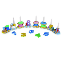 Ensemble de train de bloc de bougeoir de fête d'anniversaire coloré en bois avec 1-6 numéros