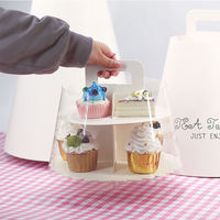 Nuevo diseño de soporte transparente para pasteles, postre, caja blanca para cupcakes