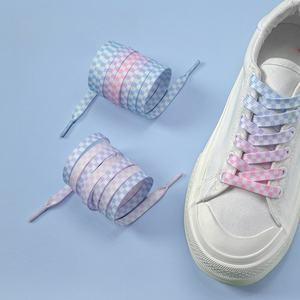 Wholesale Colorful Flat Shoelaces Custom Gradient Checkered Grid Printed Pattern Shoe <b>Laces</b> for Fashion Sneaker Sports - Product Image 3