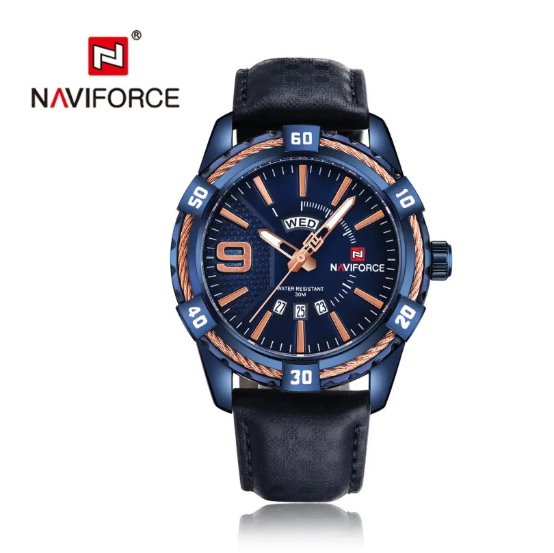 Naviforce 9117 Belt Watch Date Week Men's Quartz Watch Waterproof Men's Watch