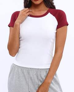 <span class=keywords><strong>Camisetas</strong></span> Básicas de Verano para <span class=keywords><strong>Mujer</strong></span>, <span class=keywords><strong>Manga</strong></span> Raglán, Cuello Redondo, Bloques de Color, Estilo Y2K, Lindas para Salir, Estilo Urbano - Product Image 3