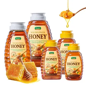 Hot Sale 207ml 254ml 377ml 565ml 735ml Honey Bottle Plastic Packaging Flip Top Cap Squeeze Bottle Syrup Honey