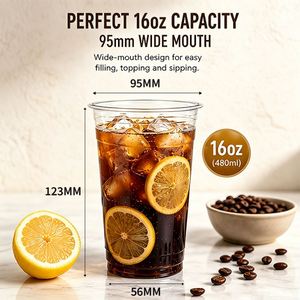 Gobelet jetable transparent en PET de 16 oz avec paille pour boissons froides (café, jus, thé au lait) – Vente directe usine (personnalisable) - Product Image 3