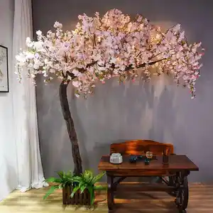 SPYHS-2 Customized Handmade Artificial Silk Cherry Blossom Plant Faux Fake Pink White Cherry Blossom Tree For Wedding Decoration