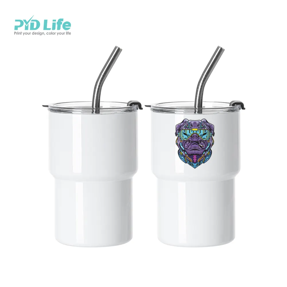 PYD Life 17Oz Botol Air Putih Kosong Sublimasi Mug Stainless Steel Tumbler Perjalanan Terisolasi Vakum dengan Tutup Geser dan Sedotan