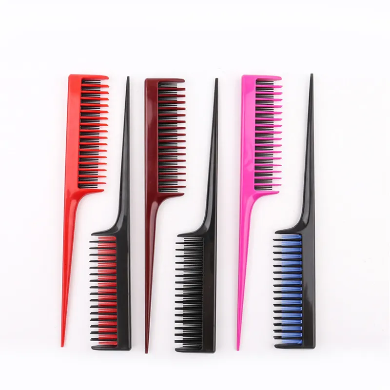 Professional Salon Multiple Colors Available Custom Logo 3 Rows Teeth Rat Tail Comb