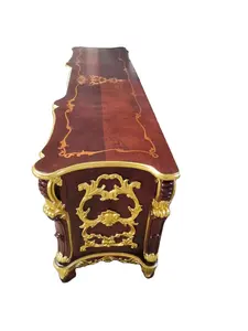 Royal classic mobília de madeira com espelho, vinho tinto ou marrom, quarto italiano, francês, mestre, mesa e espelho