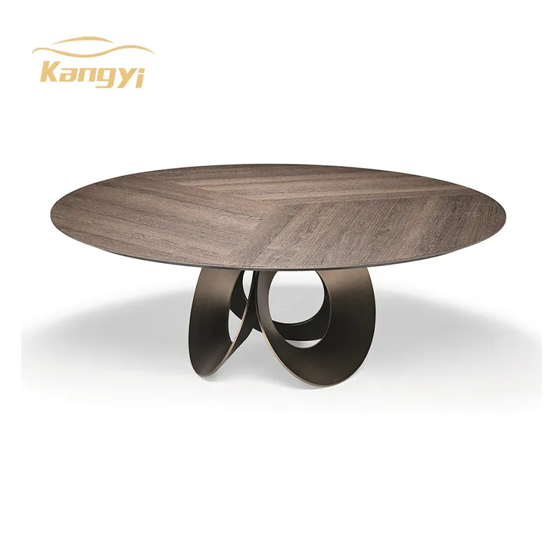 Mesa de jantar estilo luxuoso, mesa de jantar com perna de aço inoxidável oval, conjunto de móveis de mesa de jantar moderna e mármore