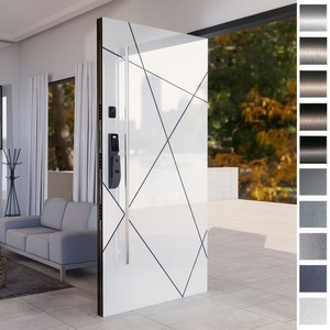 Fabricant chinois de premier plan, portes pivotantes principales en acier inoxydable de style anglais, porte extérieure en métal, serrure intelligente, portes d'entrée de maison - Product Image 2