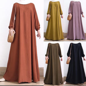 ชุดเดรสยาวสไตล์มุสลิมสำหรับผู้หญิงชุดอาบายาสีพื้นสไตล์ตุรกี - Product Image 2