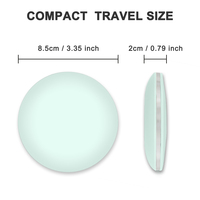 Round Compact LED Pocket Makeup Mirror, USB Rechargeable 1X/2X Magnifying Touch 3 Brightness Dimmable Travel Cosmetic Mirror