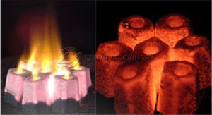 Automatische sechseckige Holzkohlebrikett-Kompressor maschine mit gebrauchtem Motor - Product Image 4