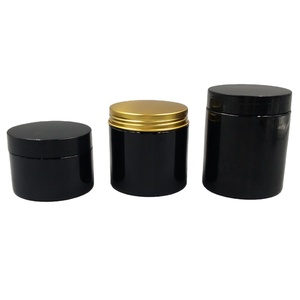 Wholesale Wide Mouth 2oz 3oz 4oz 5oz 6oz 8oz 16oz Black PET Plastic Jars with Lids for Food Storage Cosmetic Packaging Container