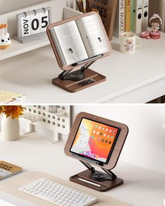 Support de livre pour la lecture, <span class=keywords><strong>porte</strong></span>-livre 360 °   Support de lecture rotatif avec fente pour stylo, pliable, avec pinces élastiques pour pages - Product Image 2