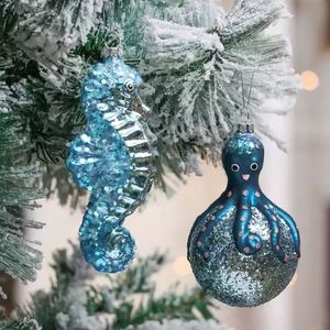 Vente directe d'usine de pendentifs en verre sur le thème des animaux marins pour Noël, décorations pour sapin de Noël, artisanat en verre sur le thème des animaux marins - Product Image 4