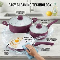 Ensemble de casseroles et poêles en aluminium violet E-Top, batterie de cuisine en céramique personnalisée, ensemble de marmites et de casseroles