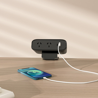 Abrazadera de escritorio de extensión de alimentación de oficina estándar AU moderna Toma de tira de alimentación con 2 salidas USB tipo A y tipo C Carga rápida