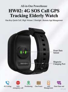 HW02 Braccialetto Intelligente 4G LTE per Anziani con Pulsante SOS di Emergenza, Impermeabile IP68, Monitoraggio Frequenza Cardiaca e Ossigeno nel Sangue, Localizzatore per Anziani - Product Image 3