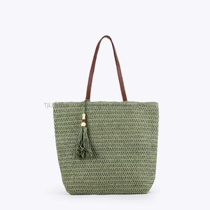 Nuevo Bolso de Mano con Marco Ovalado Trapezoidal, Estilo Casual para Vacaciones en la Playa, Combinable con Todo, con Borlas de Piel y Cierre, Bolso de Moda para Mujer, Tanjing - Product Image 6