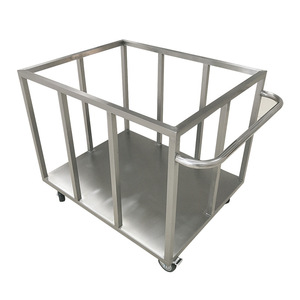 Chariot à plateau plat en acier inoxydable Jining Lanjian 1200x800x850mm avec garde-corps et roulettes silencieuses pour le transport - Product Image 2