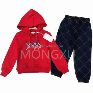 Toddler Girl Clothes Fall Winter Kids Clothes Red Boys Jogging Suits Unisex Sweatpants And Hoodie Set Clothes For Boys