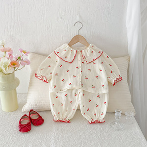 Conjunto de Pijama de Otoño para Bebé Niña, Dos Piezas, Manga Larga, Estilo Occidental, <span class=keywords><strong>Ropa</strong></span> para el Hogar, 100% Algodón Transpirable - Product Image 5