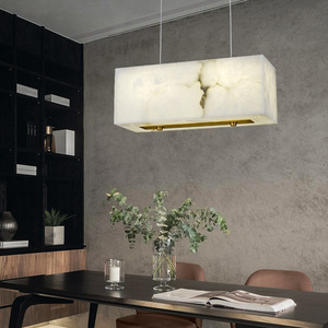 Modern Rectangular Marble <b>Chandelier</b> Led Lighting Fixture For Home Dining Room Bar Counter Single Head Pendant <b>Light</b> - Product Image 4