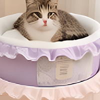 Lit pour chat personnalisé, mignon, en dentelle à volants, avec housse amovible, antidérapant, rond, doux, chaud, pour toutes les saisons, canapé-nid pour animaux de compagnie d'intérieur, petits animaux