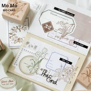 Tampon en bois de hêtre Momo, série Quatre fleurs sauvages se rencontrent, INS, décoration de journal floral, matériel de bricolage, sceau d'impression de base, 8 - Product Image 2
