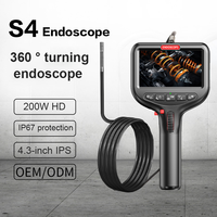 Caméra endoscopique industrielle modèle S4, rotation bidirectionnelle à 360 degrés, 200W, 1080P HD, inspection par boroscope, étanche IP67, écran IPS 4,3 pouces