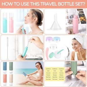Ensemble de voyage JAMATA, 16 pièces, bouteilles en silicone de 100 ml, rechargeables, sans BPA, shampooing, lotion, gel douche, <span class=keywords><strong>kit</strong></span> de liquides pour <span class=keywords><strong>avion</strong></span>, voyage - Product Image 3