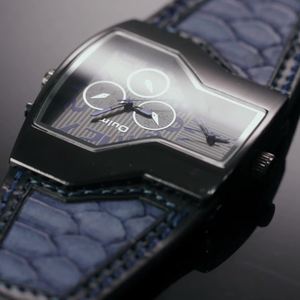 Oulm-relojes de doble <span class=keywords><strong>horario</strong></span> para hombre, de cuarzo japonés, con correa de cuero, gran oferta, 1220 - Product Image 1