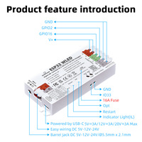 Contrôleur de bande LED numérique adressable DOMRAEM ESP32 WLED avec Wi-Fi, prend en charge PD et DC 5-24V avec un fusible de 16A