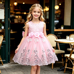 Robe de Mariage de Style Européen pour Fille, Jolies Robes Tutu d'Anniversaire pour Enfants de 2 à 12 Ans, Sans Manches - Product Image 3