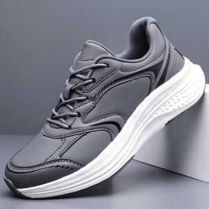 Chaussures de course pour hommes en cuir véritable, doublure en mesh, semelle extérieure en caoutchouc, semelle intermédiaire en EVA, respirantes, semelle souple, chaussures de sport - Product Image 3