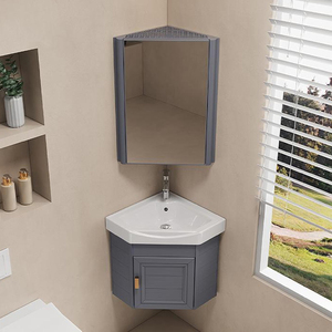 Moda moderna piccola appesa a parete mobili da bagno con specchio luminoso lavabo in ceramica carcassa in melamina - Product Image 5