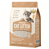 Kantong Kemasan Pasir Kucing Heavy Duty Pet Care 1.5 kg Tahan Tusukan Alas Datar Resealable Zipper 8 Sisi Segel