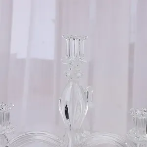 Venda quente Moderna De Vidro Castiçal De Casamento Decoração De Mesa De Casamento Castiçal De Vidro 4 braços Candelabro