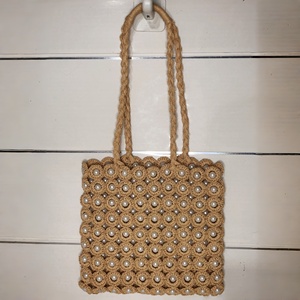 Nuova Borsa a Spalla Artigianale in Macramè con Perle e Paglia di Carta, Design Esclusivo 2026, Ideale per Vacanze Estive al Mare - Product Image 1